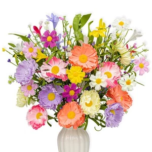 12 Pack Spring Decorations for Home 4 Colors Artificial Spring Flowers 17 Inc... - Picture 1 of 6