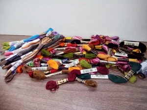 60 Embroidery Thread Skein Lot DMC & Japanese Cosmo Variety of Colors - Picture 1 of 1