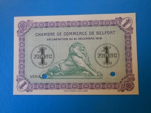 90 Belfort Chamber of Commerce 1 Franc 21-12-1918 SPECIMEN - Picture 1 of 2