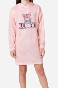 Justice Girl's Graphic Hooded Sleep Shirt in Pretty Pink - Choose Size XS,S,M.L