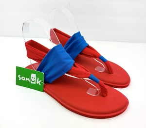 Sanuk Yoga Sling Burst Duo Mädchen Größe 4-5Y rot blau Komfort Freizeit flache Sandalen - Bild 1 von 13