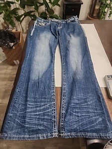 Rock & Roll Cowboy Jeans Mens 32x32 Blue Bootcut V Stitch Western Denim 32x34 - Picture 1 of 15