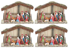 4 Weihnachtskrippen mit handbemalten Porzellanfiguren