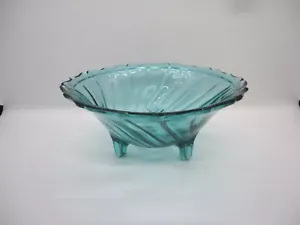 Jeannette Swirl Ultramar Azul Verde 3 Patas Plato de Caramelo Abierto con Borde - Imagen 1 de 6