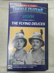 Laurel & Hardy Double Feature Utopia & The Flying Deuces Box Set VHS Movies Tape - Picture 1 of 9