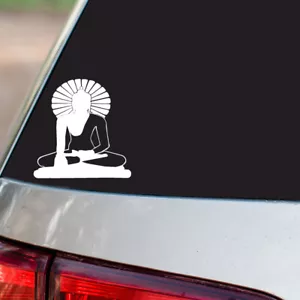 Sitting Buddha Sticker OM Hindu Religious S4 all chrome & regular vinyl colors - Picture 1 of 2