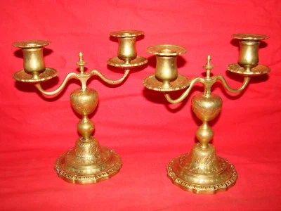 Ancien candelabre en bronze x 2 - Bougeoir - Bougie - Photo 1/4