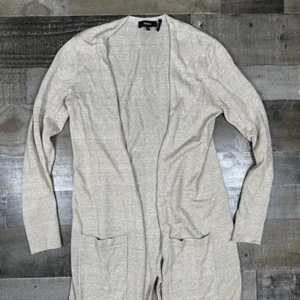 Theory Women’s Size Small Torina Slit Cardigan Sweater Cream Long Sleeve Knit - Picture 1 of 5