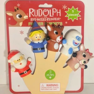 Rudolph The Red Nosed Reindeer Finger Puppets 5pc Santa Hermy Bumble Clarice NIP - Picture 1 of 2