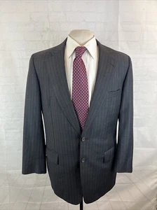 SUPER 100 Paul Stuart Men's Dark Gray Striped Wool Suit 41L 34X28 $1,595 - Picture 1 of 12