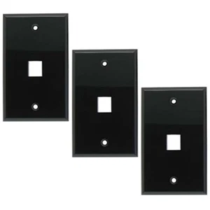 3x 1 Port Hole RJ45 Cat6 Cat5e Keystone Jack Network Wall Plate Faceplate Black - Afbeelding 1 van 2