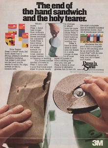 1979 Vintage Print Ad 3M Press 'n Sand The end of the hand sandwich holy tearer - Picture 1 of 2
