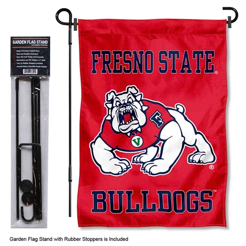 Fresno State University Dual Logo Garden Flag and Stand Pole Kit Cover