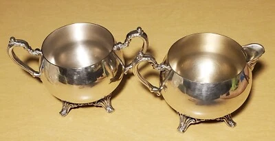 Juego de 2 piezas de azúcar y crema Oneida plateado vintage patrón baronet EE. UU.  Foto 1 de 4