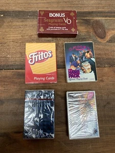 Lote de 5 cajas oficiales de baraja de cartas Joe Camelm, Seagram's Vo, Frito, Qantas - Imagen 1 de 5