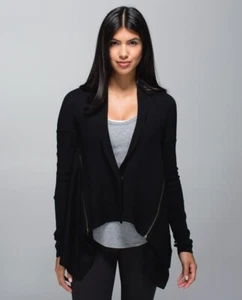 Lululemon Black Wool Wrap It Up Sweater Cardigan, Size Small - Picture 1 of 9