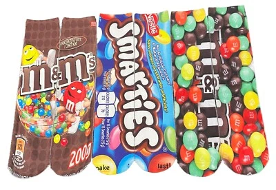 Calcetines M&M - Chocolate Colorido Brillante, Calcetines Smarties Caramelo - Juego de 3 Pares, Nuevos Foto 1 de 4