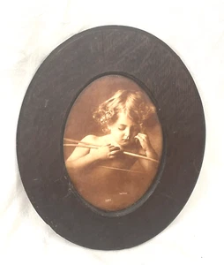 Cupid Asleep Print in Round Oak Frame Antique copyright 1897 MB Parkinson - Picture 1 of 12