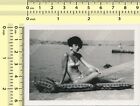 Bikini Woman Floating Mattress Beach Lady Female Portrait vintage orig old photo