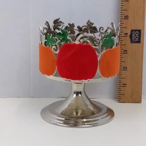 Bath & Body Works Pumpkin Vine Candle Holder Fall Pedestal Silver Metal Autumn  - Picture 1 of 4