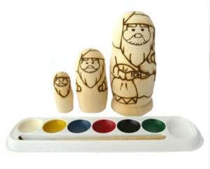 Russische Puppen Matriochkas Rechts Bemalen Vaters Weihnachten 3 Teile - Picture 1 of 1