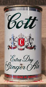 BOTTOM OPENED 1950S COTTS EXTRA DRY GINGER ALE TIN STEEL SODA CAN 4 CITY