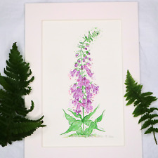 Foxglove hand-painted original signed watercolour flower painting (not a print)