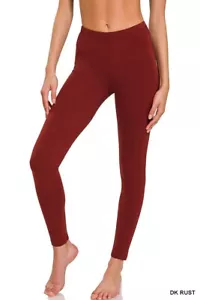 Women's Prem Buttery Full-length cotton/poly solid leggings S-XL 3 Colors - Picture 1 of 5
