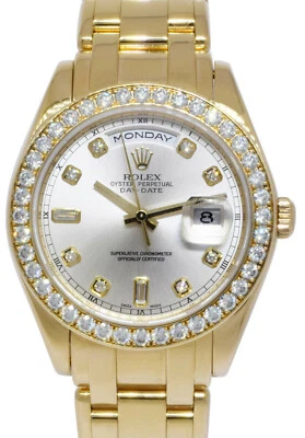Reloj Rolex Obra Maestra Oro Amarillo 18k Plata Diamante Esfera/Bisel 39mm B/P 18948 Foto 1 de 4
