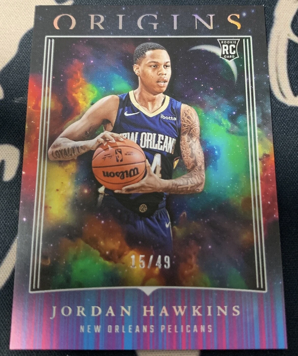 Jordan Hawkins 2023-24 Panini Origins 15/49 Neon Stripes RC Pelicans #100