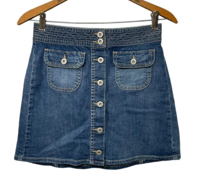 Arizona Jeans Denim Skirt Size 5 Short Button Front Light Vintage Wash Blue Jean - Image 1 of 3