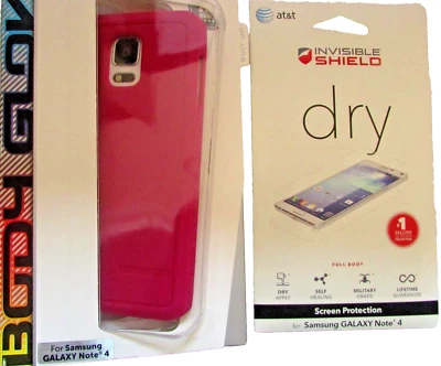 Body Glove Pink Satin Gel Case Samsung Galaxy Note 4 w'ZAGG FullBody Screen-New - Image 1 of 4