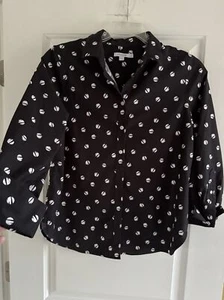 Blusa Chico’s para mujer talla 1 pequeña algodón abotonada lunares mangas largas - Imagen 1 de 10