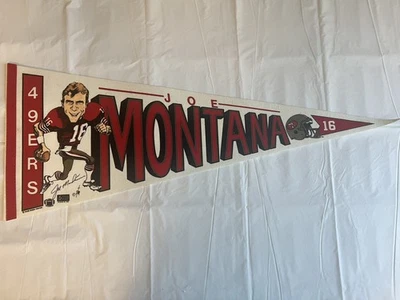 Vintage 1987 Joe Montana #16 San Francisco 49ers NFL  Football Full Size Pennant - Image 1 of 4