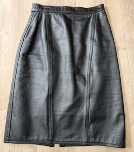 Vintage 90er Winlit schwarz Echtleder Bleistift Knie Rock Gr. 5/6 Goth Y2K Grunge - Bild 1 von 10