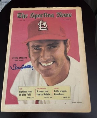 Steve Carlton Signed Autographed 1971 Sporting News St Louis Cardinals BEAUTY - Image 1 of 3