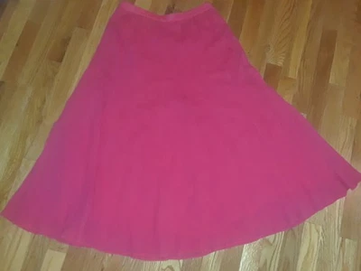 Falda palo escoba cintura elástica algodón arrugado rosa intenso Soft Surroundings talla PS Foto 1 de 4