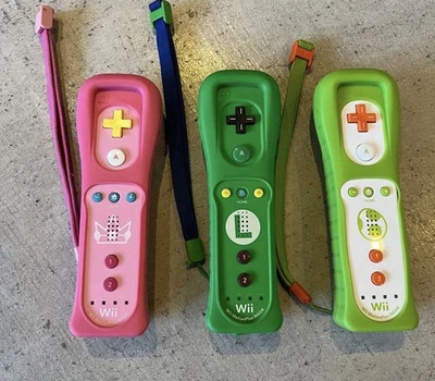 Nintendo Wii Remote Plus Peach Luigi Yoshi Wireless Controller SET OF 3 - Image 1 of 4