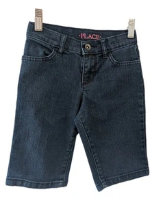 Place Girls Shorts 8 Blue Denim Zipup Adjustable Waist Stretch Pockets Bermuda  - Picture 1 of 6