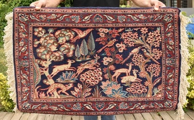 Turkish Rug 2x3 ft Vintage Wool Carpet 70x100cm Handwoven East Anatolian - Image 1 of 4