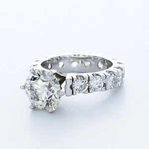 5.8 CT NATURAL DIAMOND G/VS2 ROUND CUT 14K WHITE GOLD PRONG ETERNITY ACCENT RING - Picture 1 of 3