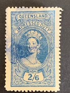 Australia -QLD - 1895 - Impressed Duty - 2/6d - Blue - Picture 1 of 2