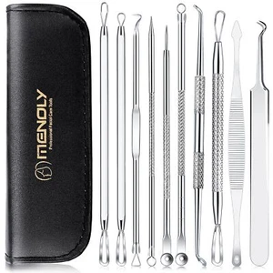 10 Pcs Blackhead Remover Tools Set Double-Head Stainless Steel Pimple Extractor - Picture 1 of 8