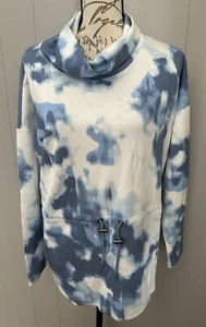 NEW Lularoe Teresa Cinched Cowl Neck Pullover Sweater Size Medium M Blue Tie Dye - Picture 1 of 4
