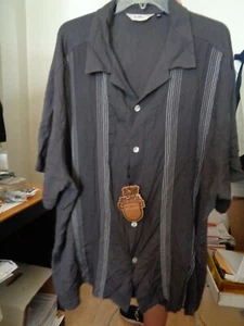 New DaVINCI Charcoal GAMBINO +Embroidered Stripes-Camp Collar-Made USA!  5 XL - Picture 1 of 1