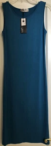 Tom’s wear NEW Women's Classic Slim Fit Sleeveless Midi Dress Teal Size Large - Picture 1 of 6