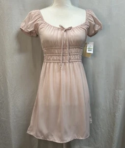 Bebop Blush Pink Puff Sleeve Off The Shoulder Mini Feminine Dress Size Small New - Picture 1 of 10