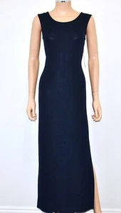 NWT $515 YEOHLEE VTG 90's Navy Blue Stretch Rayon Knit Long Column Dress S/M - Picture 1 of 11