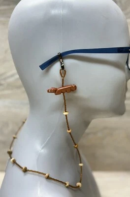 Handcrafted Beaded Eyeglass Lanyard Chain Holder Zuni Fetish Bear Brown 24” - Image 1 of 4