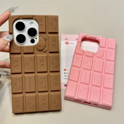 Cute 3D Chocolate Rilakkuma Case Cover For iPhone 16 Pro Max Plus 15 14 13 Pro - Image 1 of 4